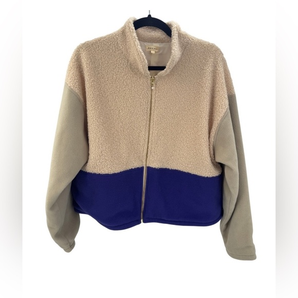 Luxury Donni. Color block fleece tri Sherpa large zip up jacket - Picture 6 of 7